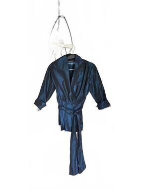 Antonio Melani Navy Blue Satin Wrap Jacket Size 6